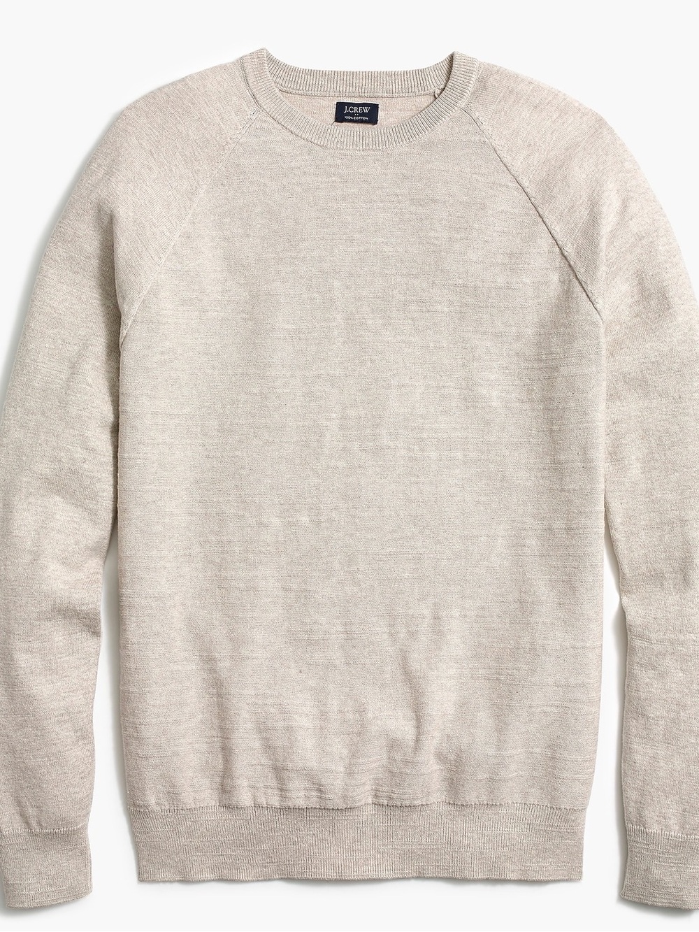 J. Crew Men’s Raglan Budded Crewneck Sweater Size Large in Cream Indie Fisherman - Picture 2 of 7